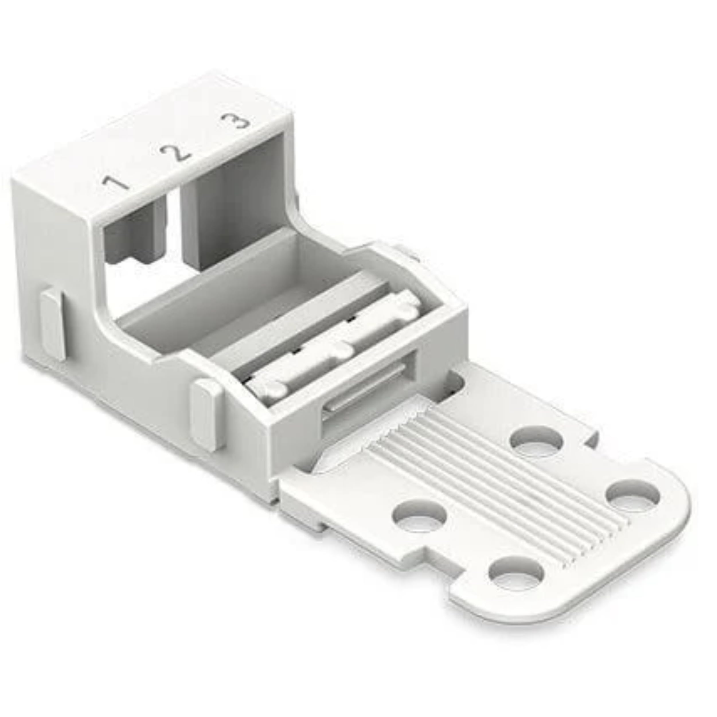 WAGO Mounting carrier; for 3-conductor terminal blocks; 221 Series - 4 mm²; with snap-in mounting foot for vertical mounting; white, 221-523 (10 pcs)
