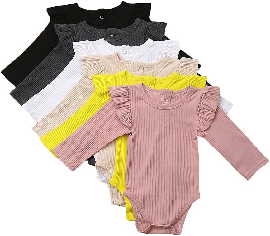 Unisex Baby Boy Girl Short Sleeve Ruffle Romper Bodysuit Jumpsuit Tops Summer Spring Clothes