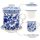 Porcelain Tea Mug With Infuser And Lid,Teaware With Filter, Loose Leaf Tea Cup Steeper Maker, 16 OZ For Tea/Coffee/Milk/Women/Office/Home/Gift