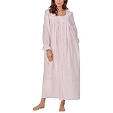 Eileen West Sleepwear & Loungewear for Women - Dobby Stripe Collection - 100% Cotton Longsleeve Full-Length Robe Nightgown