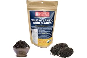 OCEAN'S BALANCE CLEAN TASTE OF MAINE Ocean’s Balance: Organic Wild Atlantic Nori Seaweed Flakes – Organic Seaweed Flakes Perfect for Keto Diet, Paleo Diet, Vegetarian, and Vegan Diet – Gluten-Free (1.5oz Bag)