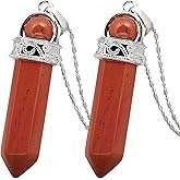 TUMBEELLUWA Crystal Point Necklaces Hexagonal Prism Stone Pendants with Chain Healing Jewelry Pack of 2