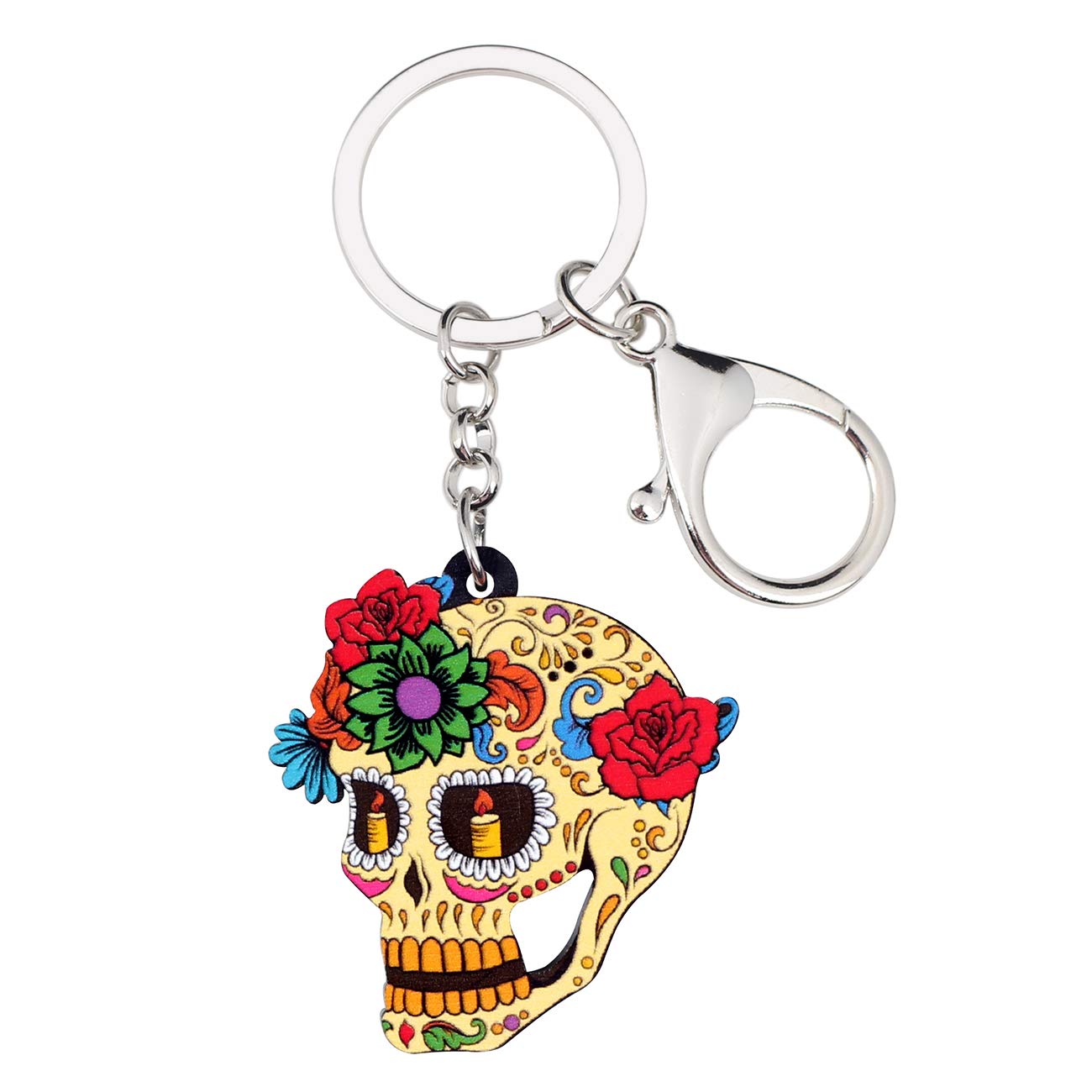BONSNY Acrylic Halloween Skull Keyring Ghost Keychain Jewellery For Women Girl Car Bags Charm Gift (Brown)