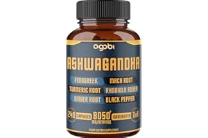 AGOBI 240 Capsules - 8 Month Supply - 7in1 Ashwagandha 8050mg - Combined with Fenugreek, Maca, Turmeric, Rhodiola, Ginger, and Black Pepper - Mood, Strength, Spirit and Energy Support Supplement