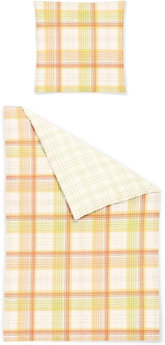 Irisette duvet cover set seersucker lemon size 80x80 cm / 155x220 cm