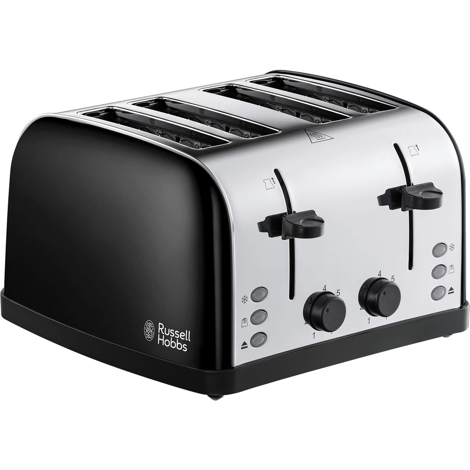 Russell Hobbs Stainless Steel 4 Slice Toaster, Black