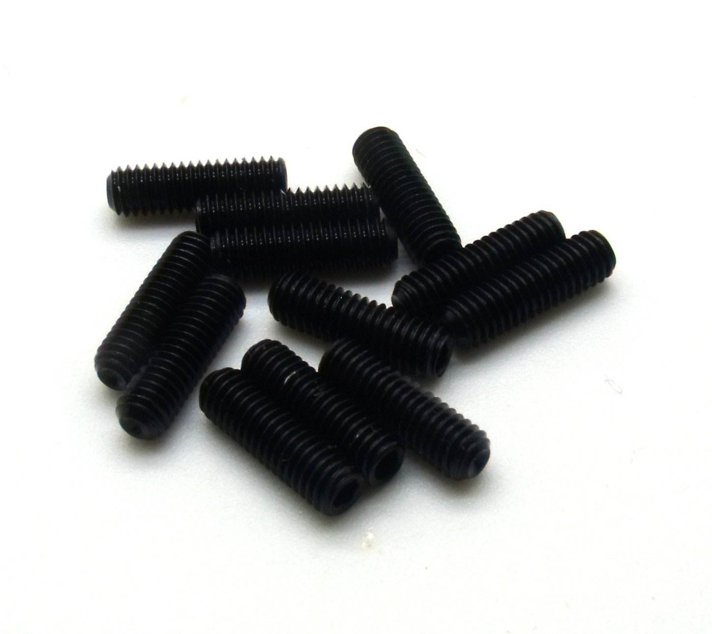 Set of 12 grub screws for guitar saddle height adjustment in black