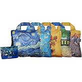 Envirosax Van Gogh Foldable Reusable Grocery Bag Full Pouch Set of 5 | Lightweight Durable water-resistant Washable