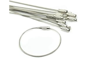 Ankexin 10Pcs Screw Locking Stainless Steel Wire Keychain for Key Ring Cable Outdoor Hik