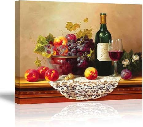 pic Dining Room Artwork Prints retro wine pictures for kitchen piy vibrant fruits wall art for dining room canvas prints oil painting reproduction of vintage waterproof artwork