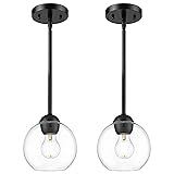 Emak 7 Inch Globe Pendant Light, Matte Black