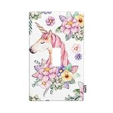 Pznen Unicorn Single Toggle Wall Plate Pink Flowers