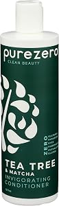 Purezero Tea Tree & Matcha Conditioner - Minty Nourishing & Invigorating Scalp Treatment - Zero Sulfates, Parabens, Dyes Vega