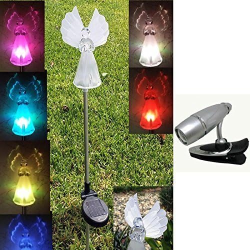 Angel Solar Light with Fiber Optic Wings (Set of 2) with Free LED Keychain Light