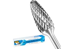 SF-5 Tungsten Carbide Burr Rotary File Tree Shape Radius End Shape Double Cut for Die Grinder Drill Bits 1/4'' Inch Diameter 
