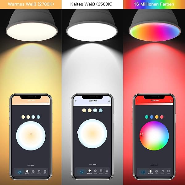 Aoycocr GU10 Smart Lampe Smart Home Glhbirnen RGBCW Wlan Alexa Bluetooth Lampen Musik dimmbar steuerbar via App 35W warmweies Licht Kompatibel mit Amazon Alexa Echo Dot Google Home 4PACK
