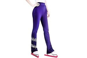 JoyCan Girl's Plush Ice Skating Training Pants with Sparkling Rhinestones Decoration Stylish for Girls