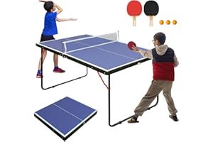 LSKSSNG 4.5/6ft/9ft Mid-Size Portable Ping Pong Tables Set, Foldable Table Tennis Table with Net,2 Paddles & 3 Balls, Profess