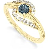 LUSTRE AND LIGHT Natural Gemstone Infinity Solitaire Rings with Moissanite for Women in 925 Silver/18K Yellow/Rose Gold Vermeil, Birthstone Jewelry Gifts for Her Birthday, Anniversary, Christmas