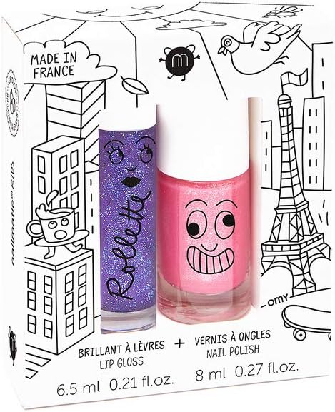 NailmaticKIDs Water Based Nail Polish and Lip Gloss Duo Set, Lovely City
