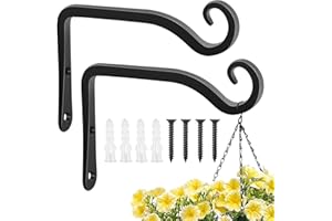 2-Pack Plant Hooks, 6-Inch Hanging Plant Brackets, Garden Wall Hanger for Bird Feeders, Planters, Lanterns, Wind Chimes, Indo