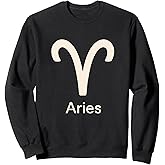 Aries Zodiac Symbol White Minimal Sign Sweatshirt