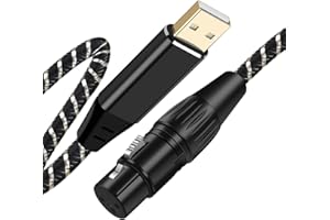 USB Microphone Cable 6Ft,XLR to USB Cable,USB Male to XLR Female Mic Link Cable Adapter for Microphones,Recording,Karaoke,Liv