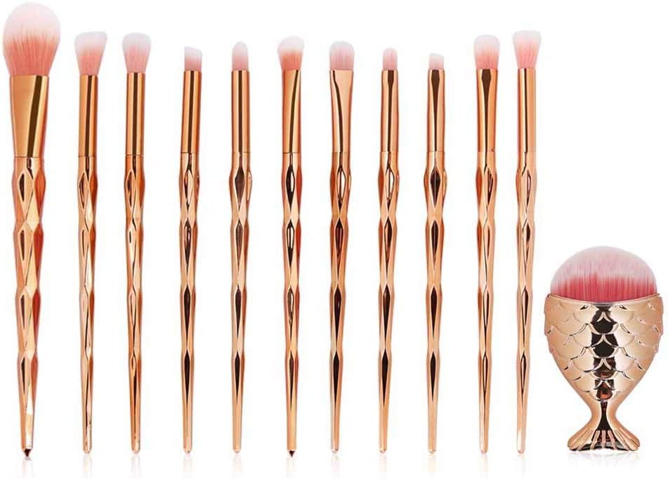 12PCS Makeup Brush Set Unicorn Eye Makeup Brushes for Shading or Blending of Eyeshadow Cream Powder Eyebrow Highlighter Cosmetics Brush Tool as Birthday Party Gift Valentine's Day -Rose Gold