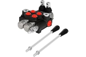 GCCSJ 2 Spool 11 GPM Hydraulic Flow Control Valve G Ports Adjustable Relief Lever Handle Double Acting Parallel Center Tractor Loader W/Joystick Small Tractors/Tanks Loaders Log Splitters