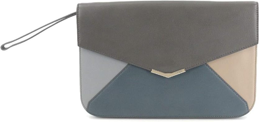 Amazon フェンディ Fendi トゥージュール クラッチ バッグ レザー グレー ブルー 8m0312 シルバー 金具 中古 バッグ スーツケース