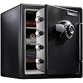 SentrySafe Fireproof and Waterproof Black Steel Home Safe with Dial Combination Lock for Cash, or Documents, 1.23 Cubic Feet, 17.8 x 16.3 x 19.3 x Inches, SFW123CU