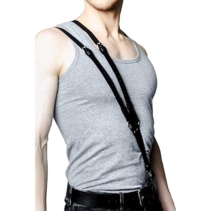 Homelix Männer Sexy Leder Body Chest Harness Schultergurte hosenträger