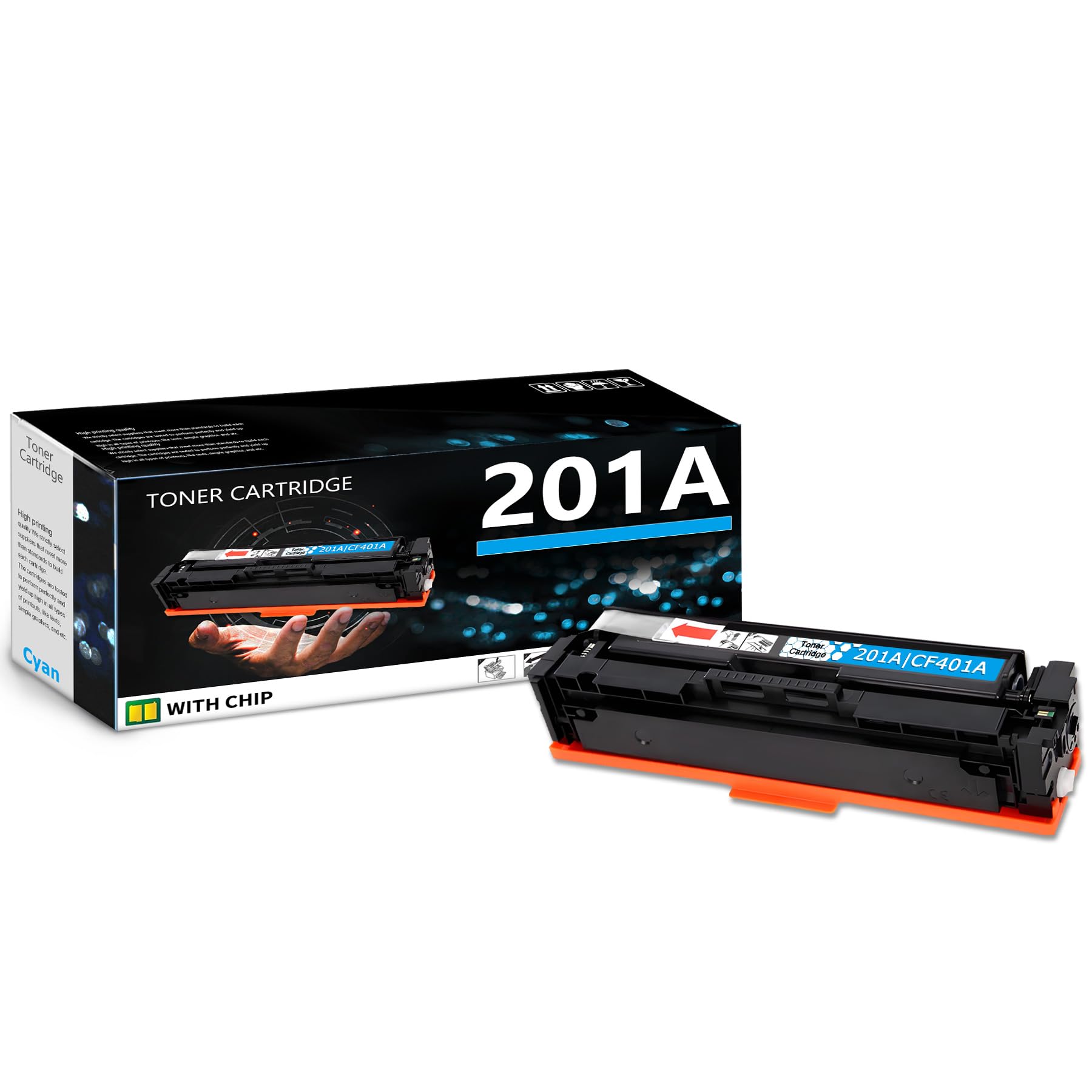 Photo 1 of 1 Pack 201A Cyan Toner Cartridge with chip Replacement for HP Color Pro M252dw M252n, Pro MFP M277n M277dw M274n M277c6, High Yield 1,700 Pages 201A | CF401A