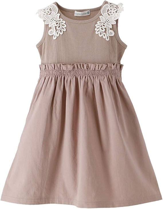 Amazon キャサリンコテージ カジュアル 夏 通園 通学 レースモチーフノースリーブドッキングワンピース 子供服 女の子 Qs050 Tak ワンピース チュニック 通販
