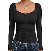 Trendy Queen Womens Long Sleeve Tops Going Out Top Trendy Cute Shirt Y2k Clothes Fashion Clothing Fall Outfits 2026
