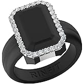 Rinfit Women's Silicone Wedding Band - Promise Rings for Her - Emerald Cut with Cubic Zirconia - Patented Design