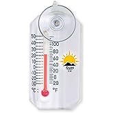 Sun Company Stickler - Micro Outdoor Window Thermometer | Easy-Mount Suction Cup | Mini Waterproof Temperature Gauge and Weather Monitor for Indoors or Outdoors