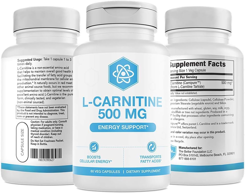 UMZU: L-Carnitine - 500 mg - Energy Boost - Clinically Tested - Improve Focus - Natural Fitness/Workout Supplement - Purest Form - Made in USA
