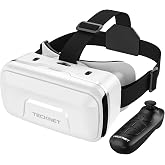 TECKNET VR Headset for Phone with Controller, Virtual Reality Headsets with HD 110&deg;FOV Anti-Blue Light Lenses &amp; Adjustable Gears, 3D VR Headset for Kids Compatible iPhone Samsung Android 4.7-7.2"