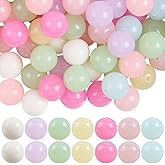 SOFPLATE 80Pcs Pastel Bead Kit 16mm Acrylic Beads Bulk Large Candy Color Round Jelly Opaque Chunky Loose Pen Beads for Jewelry Making Bracelets Necklace Beading Hairband Adults Accessories