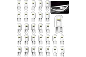 Ywdiml 30PCS Car LED Light Bulbs, T10 0.36W 12V T10 Error Free Vehicle Interior Dome Map Door Courtesy Lamp, Auto Trunk License Plate Lights Replacement, Universal for SUV Sedan Truck (White)