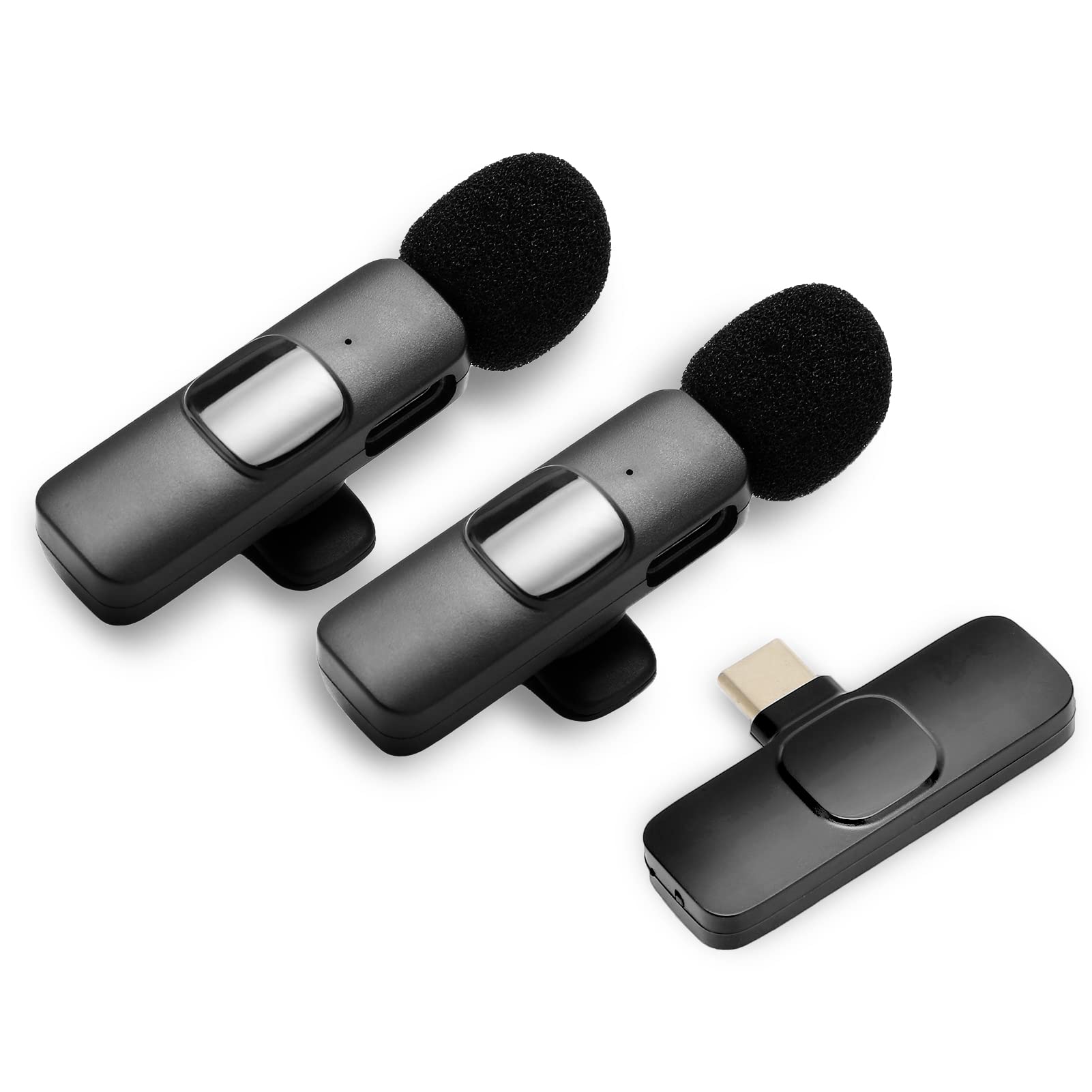 Leapiture Wireless Lavalier Microphone 1 to 2 Mobile Phone Wireless Microphone Mini Microphone for Recording Live Interview Video Recording Noise Cancelling Plug Play