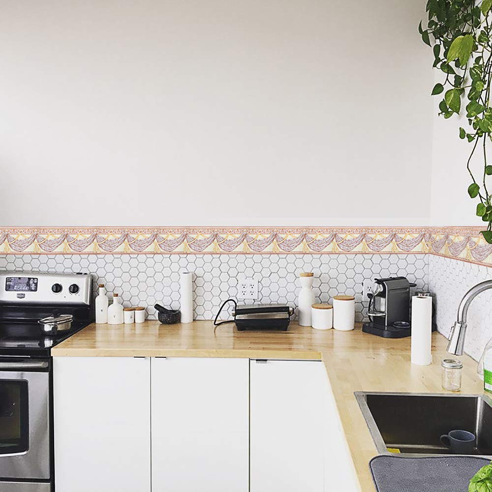 Bathroom Border Tiles Decals Border Roll Green Wall Borders Self Adhesive Ceiling Border Yoillione Wallpaper Border Kitchen Vinyl Border Stickers Floral Embossed Waistline Tile Transfers Diy Tools Painting Supplies Tools