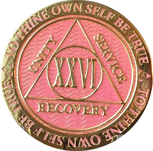 Recoverychip 26 Year AA Medallion Reflex Pink Gold Plated Chip