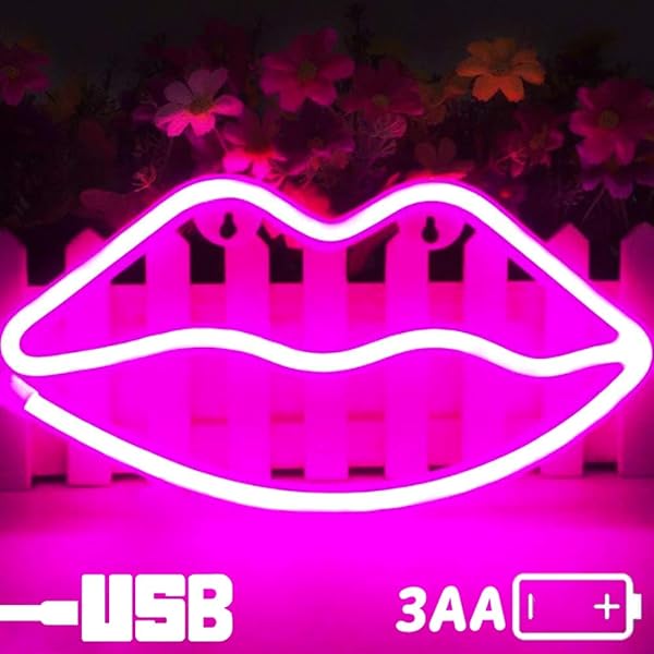 Lip Shape Neon Signs Led Kiss Neon Light Sign Art Wall Decor