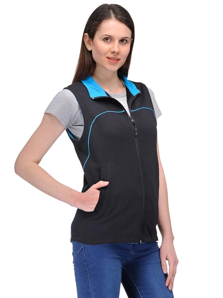 scott women's premium rich cotton sleeveless jacket - black