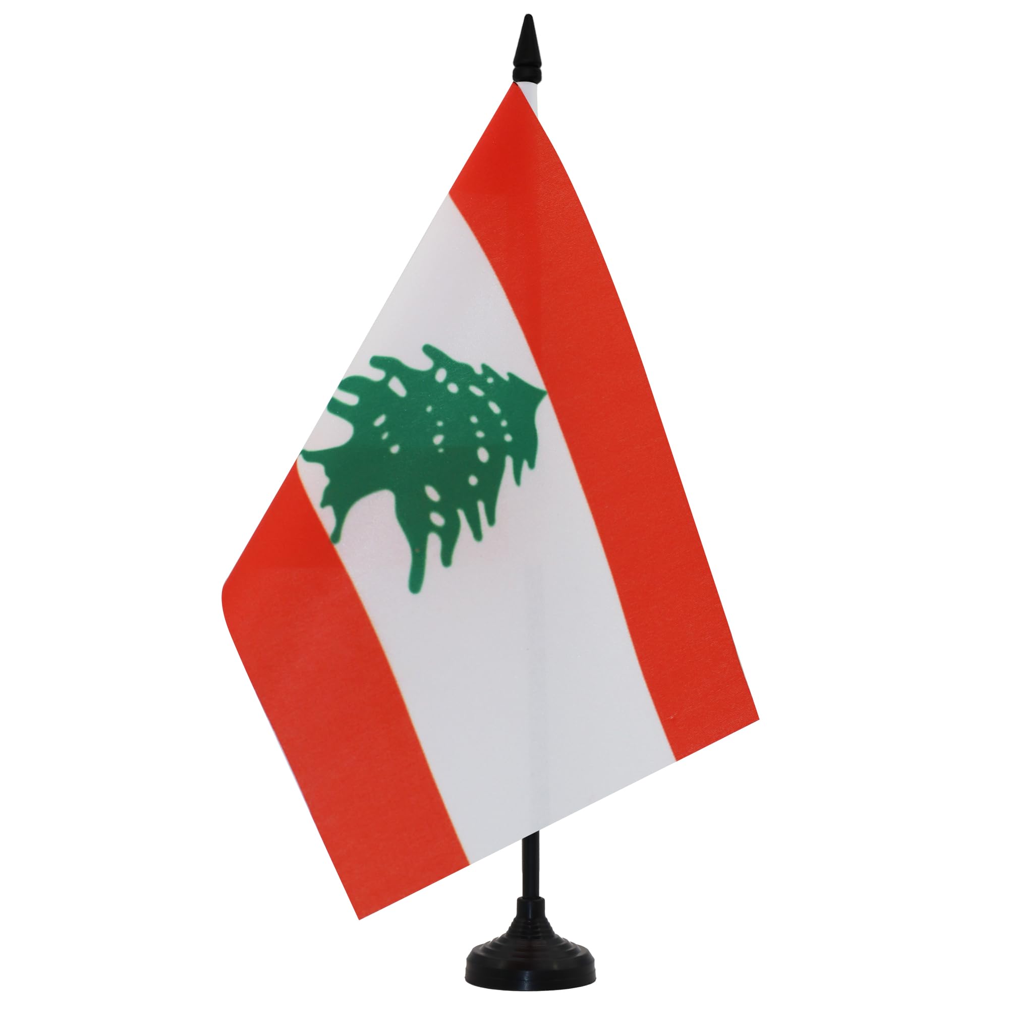 AZ FLAG Lebanon Table Flag 5'' x 8'' - Lebanese Office Decoration 100% Polyester 21 x 14 cm - Mini Desk Flag with Pole and Black Plastic Base โ image 1