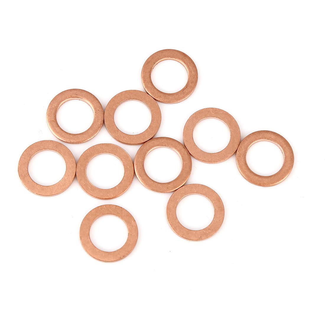 X AUTOHAUX 10pcs Copper Washer Flat Sealing Gasket Ring for Car 10 x 15 x 1.5mm