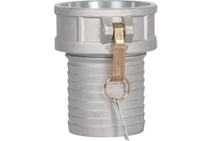 Quafwia 1 pc Aluminum Gravity Cast Cam lock Fittings (4 inch Part C) Cam and Groove Hose Fitting, Female Coupler X Multi-serrated Hose Tail Camlock fitting with Heavy Duty Brass Handles (4'', C)