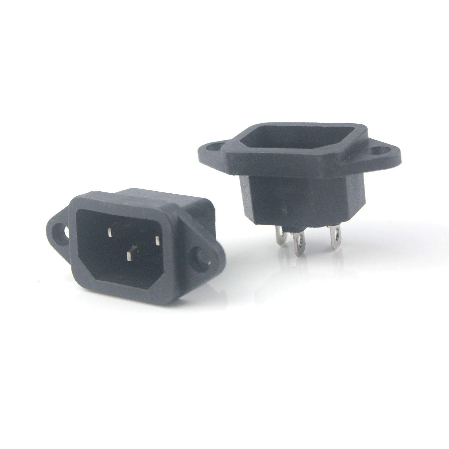Aofan IEC320 C14/3 Pin Male Plug Chassis PCB Panel Inlet Socket Connector AC 250V/10A (2 Pcs)